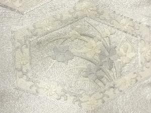 アンティーク　亀甲に花模様刺繍名古屋帯